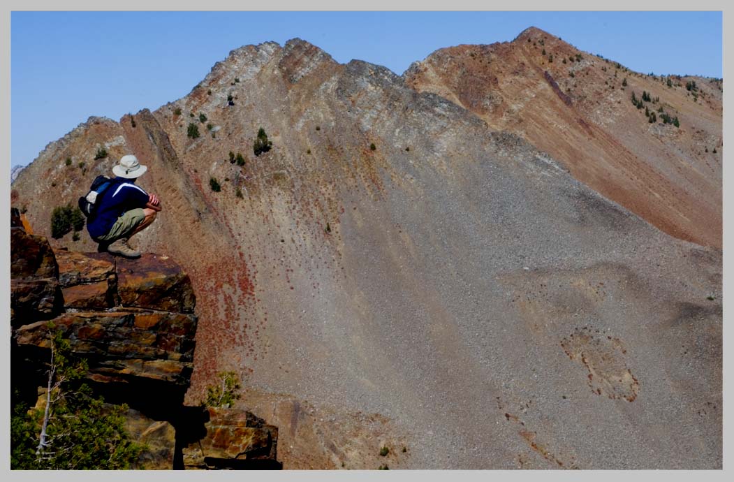 FRIEND, Derl Miller, with his eye on the summit of Krag Peak, South Wallowas