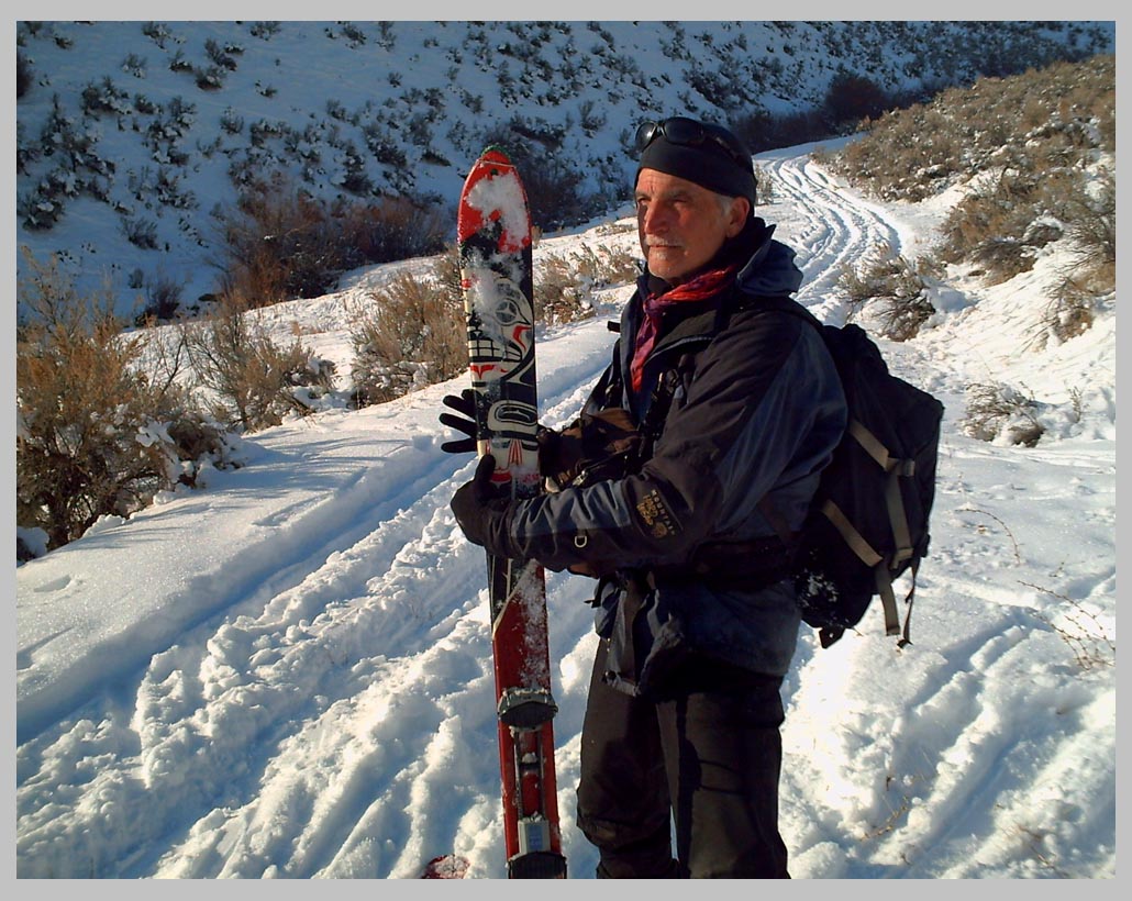 CLIFF CREGO, skiing in South Wallowas (photo Dave Clemens) 