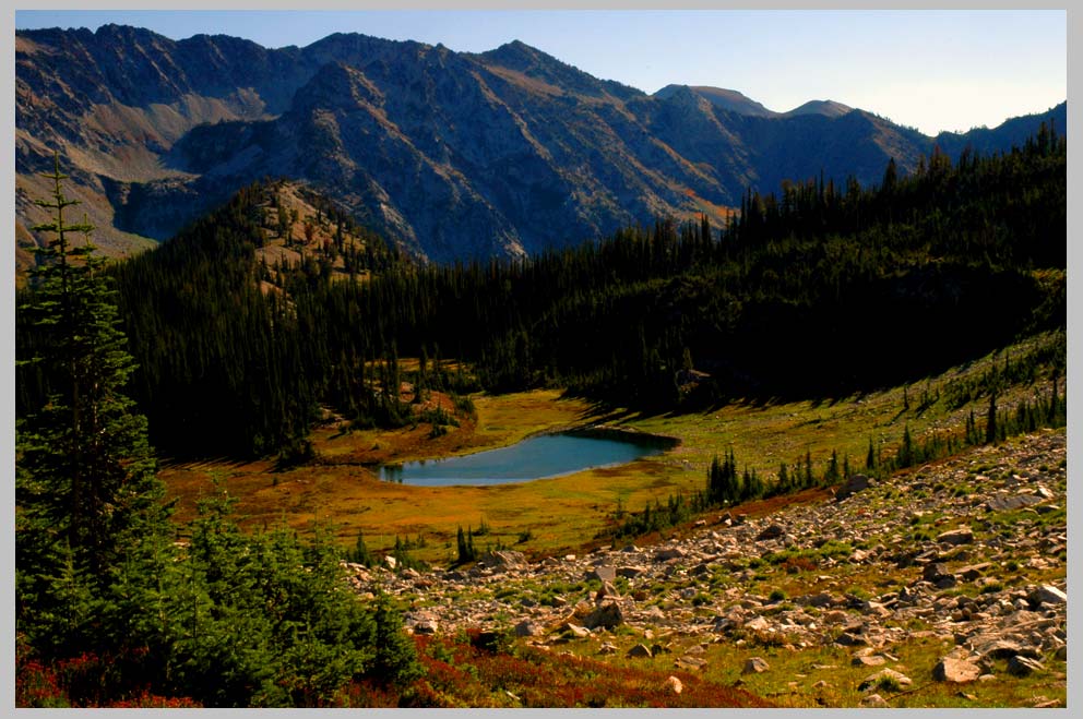 CLIFF CREGO | Holly Lake, September aspect, view from above looking East, Eagle Cap Wilderness
